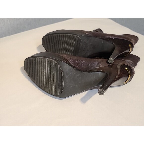 Michael Kors Platform Leather Bootie Brown 8 Distressed Ripple Sole - Picture 9 of 10